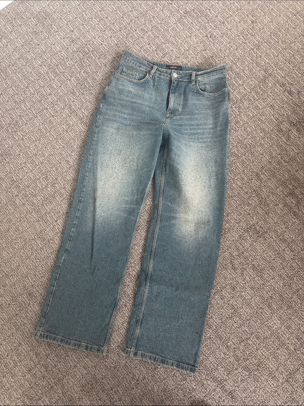 Embellished mango straight leg jeans